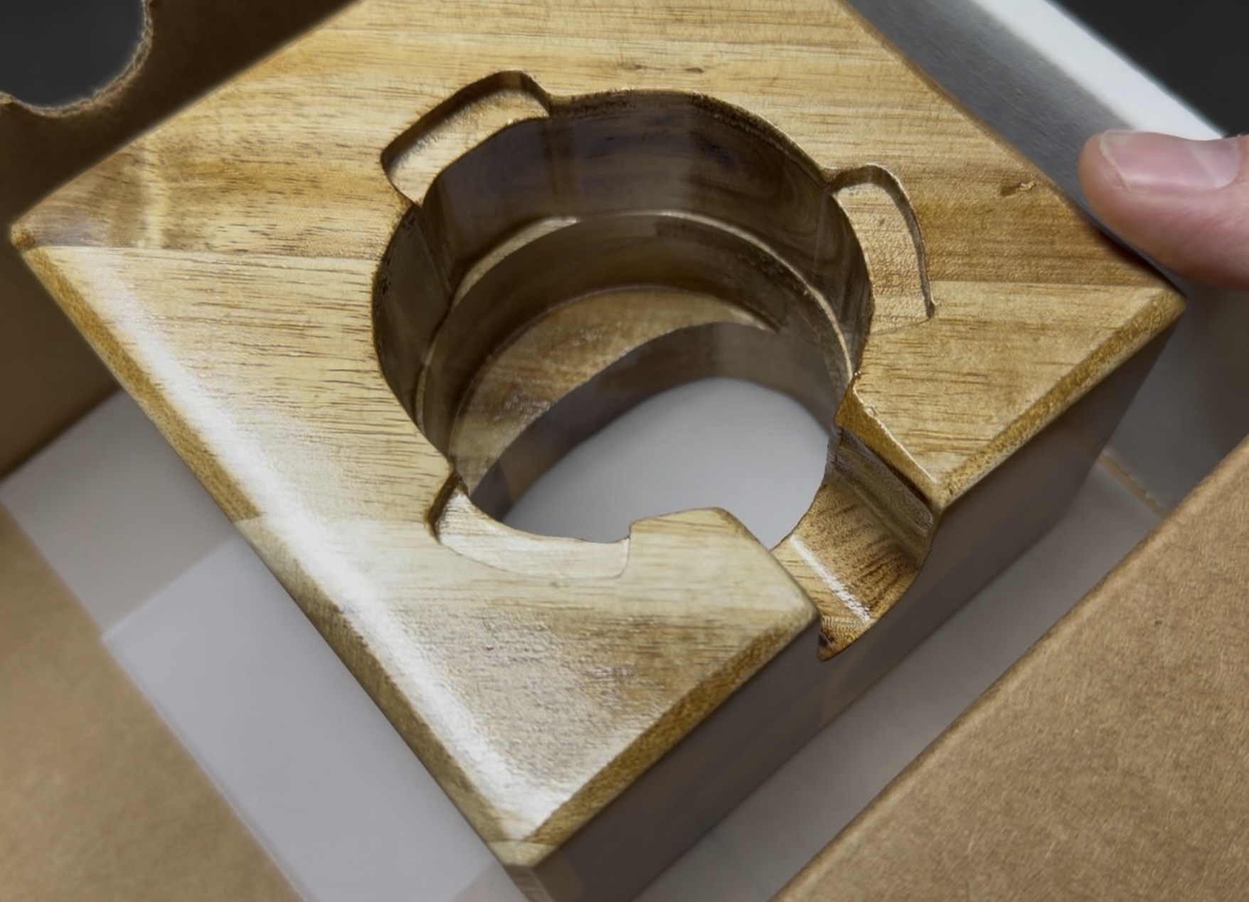 Hand Cut Wooden PortaFilter Stand